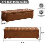 Chifee & Vingol 60" PU Ottoman with Storage Oversized End of Bed Storage Bench Upholstered Benches for Entryway, Living Room, Bedroom-Brown
