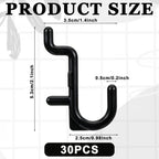 30 Pcs Black Pegboard Hooks, 1/4" Plastic Pegboard Hooks J Hooks Wall Display Assortment Peg Board Hooks for Hanging Tools Jewelry Necklaces Keys Organizer
