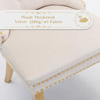 Velvet Upholstered Dining Chairs Set of 8, Modern Style Kitchen Side Chairs with Nailhead Trim and Gold Plated Leg, Metal Pulling Ring for Dining Room Living Room(Beige)