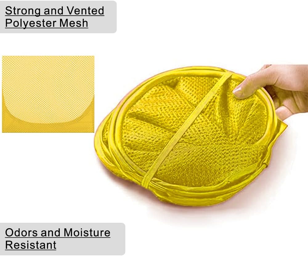 BATTOO Deluxe Strong Mesh Pop up Laundry Hamper Basket with Side Pocket for Laundry Room, Bathroom, Kids Room, College Dorm or Travel Yellow