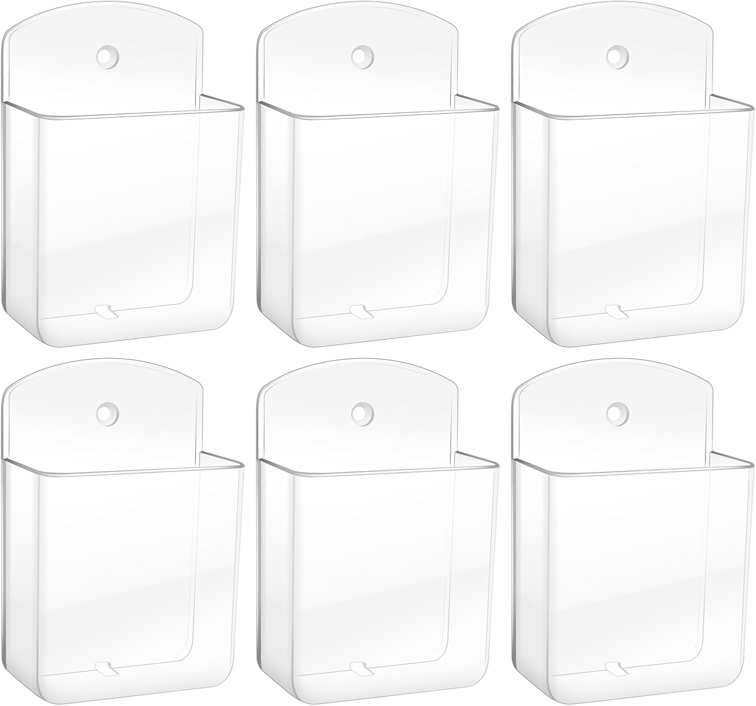 6 PCS Remote Control Holders Wall Mount, Self Adhesive TV Air Conditioner Remote Control Holder, Wall Mount Storage Box Organizer Wall Pen Holder Storage for Home Office School (Transparent)
