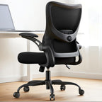 Marsail Ergonomic Office Chair Desk Chair with 3D PU Armrests and Adjustable Lumbar Support Breathable Mesh Chair Executive Rolling Swivel Comfy Task Chair for Home Office Gaming Black