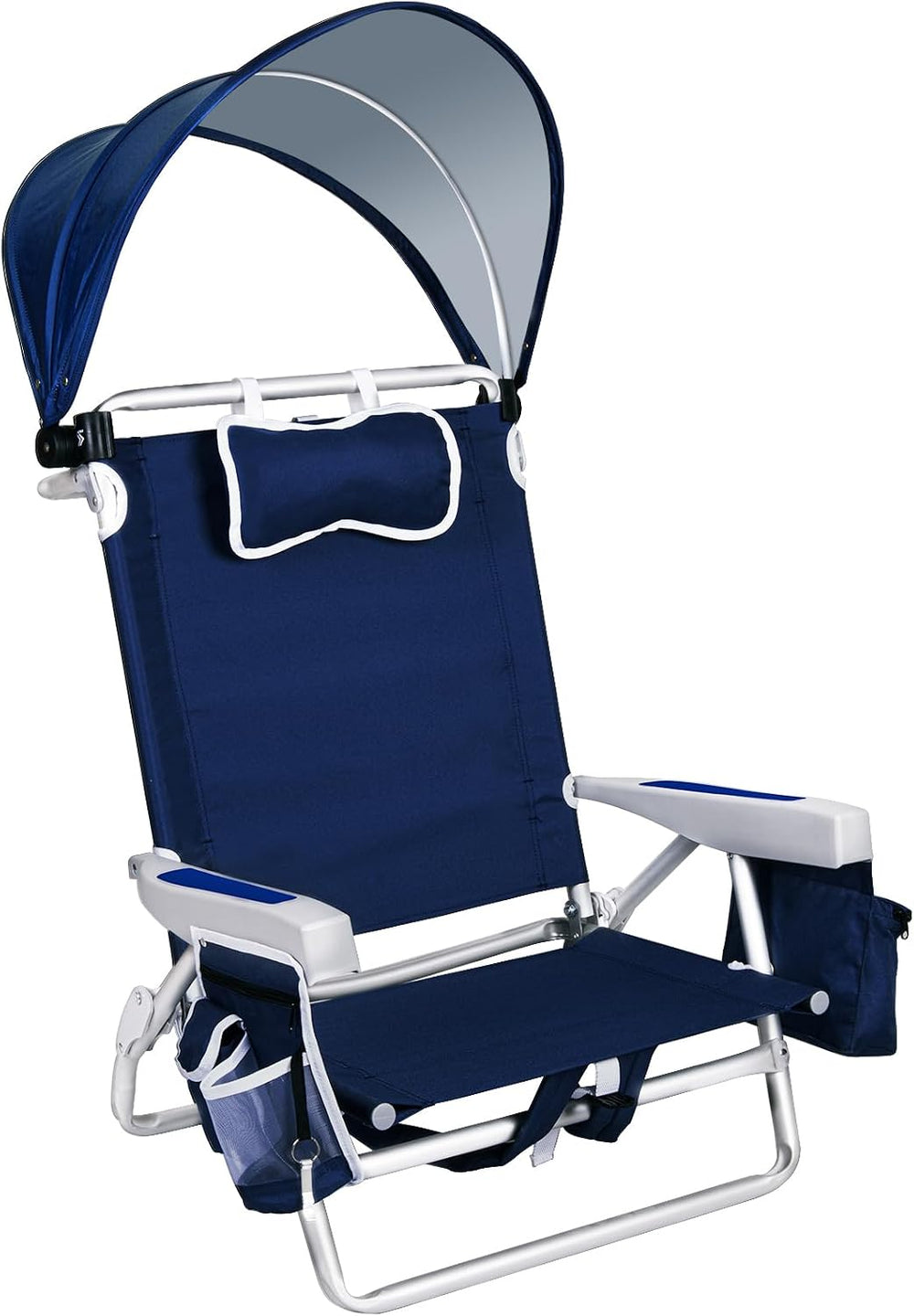 Romswi Extra Wide Beach Chair with Canopy Shade, 1 Pack Aluminum Folding Chai...