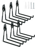 WMK 7.3'' Heavy Duty Garage Hooks, 6 Pack Wall Mount Garage Storage Hooks for Hanging Bike, Ladder, Tools - 100LB Load Capacity, Triple-Welded, PVC Coated (Black)