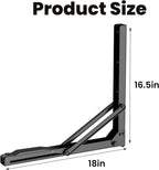 EVERHANGER 18 inch Folding Shelf Brackets for Garage, Heavy Duty Collapsible Shelf Bracket Steel Wall Mounted Table Brackets (Pack of 2, No Board)