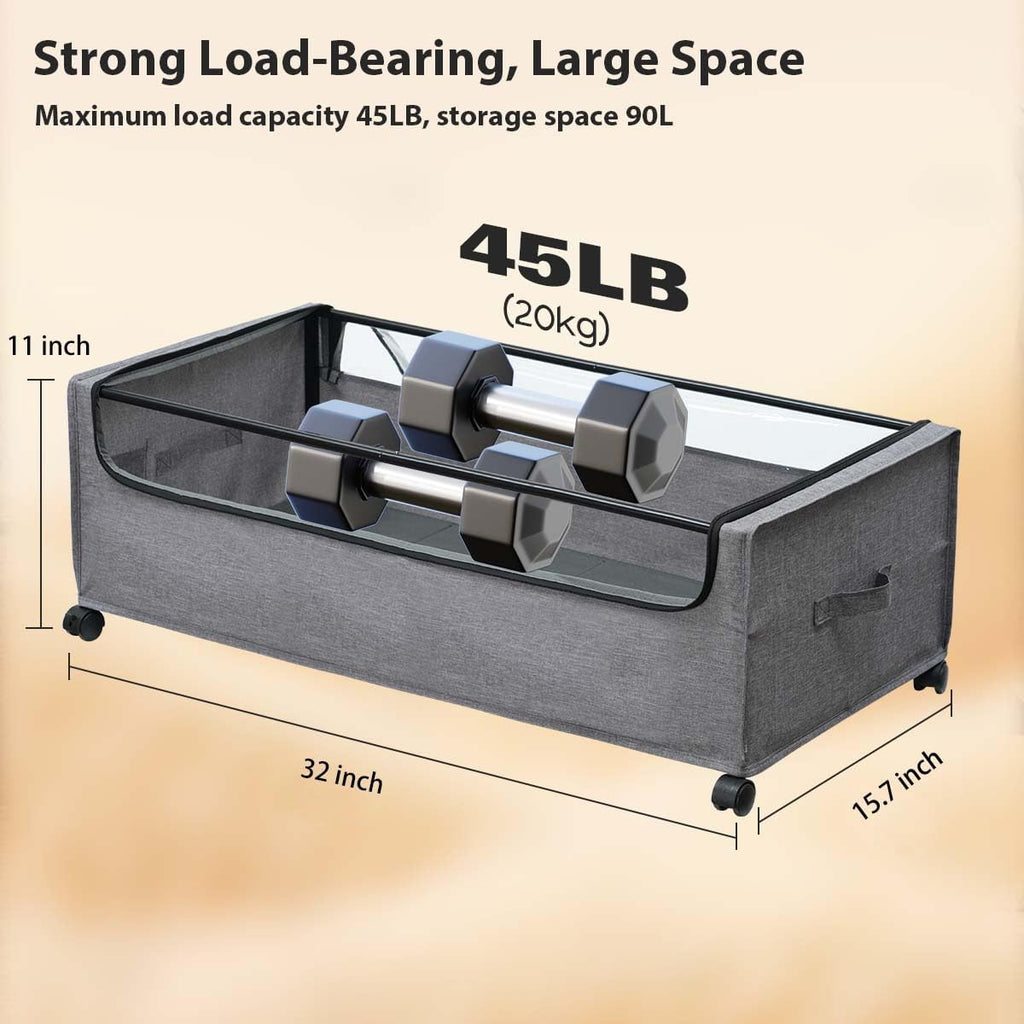 Under Bed Storage with Wheels, Under Bed Storage Containers,Underbed Shoe Storage, Drawers for Under Bed, Lockable, Heavy Duty, XXXXL Size 90L