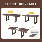 Merax 7 Piece Extendable Wooden Dining Table Set, Farmhouse Extendable with 18" Move Leaf, 78" Rustic and 6 Upholstered Chairs for Kitchen Room, Brown