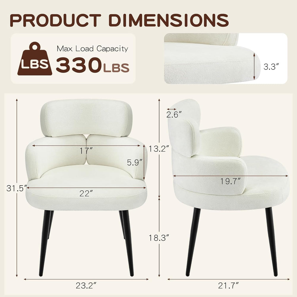 Modern Upholstered Dining Chair, Accent Chair with Soft Fabric, Black Metal L...