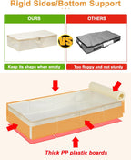 punemi Underbed Storage, 2 Pack Clothing Storage Bags W/Upgraded Handles, Large Capacity Underbed Shoe Container Organizer, Dorm Essentials Bins for Blanket, Pillows, Comforters & Quilts, Beige