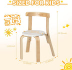Swegrow Wooden Kids Chair, Toddler Chair for Table, Kids Stackable Chairs, Kid Wooden Furniture for Family/Playroom/Classroom（Set of 4-White）