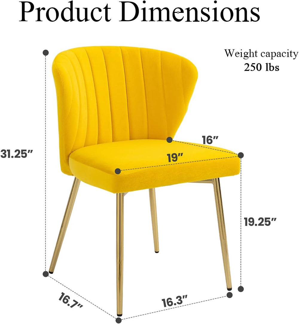 Velvet Dining Chairs Set of 2, Modern Upholstered Vanity Chairs with Golden M...