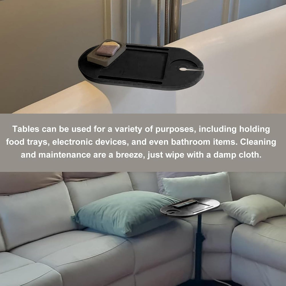 Adjustable TV Tray Table Side Table Tray for Small Spaces, Sofa Arms Bamboo H...