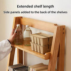 4-Tier Solid Wood Ladder Shelf, Space-Saving Leaning Bookshelf | Modern Multifunctional Storage Shelves for Living Room, Bedroom and Home Office Organization(Natural,44cm/17.3in)