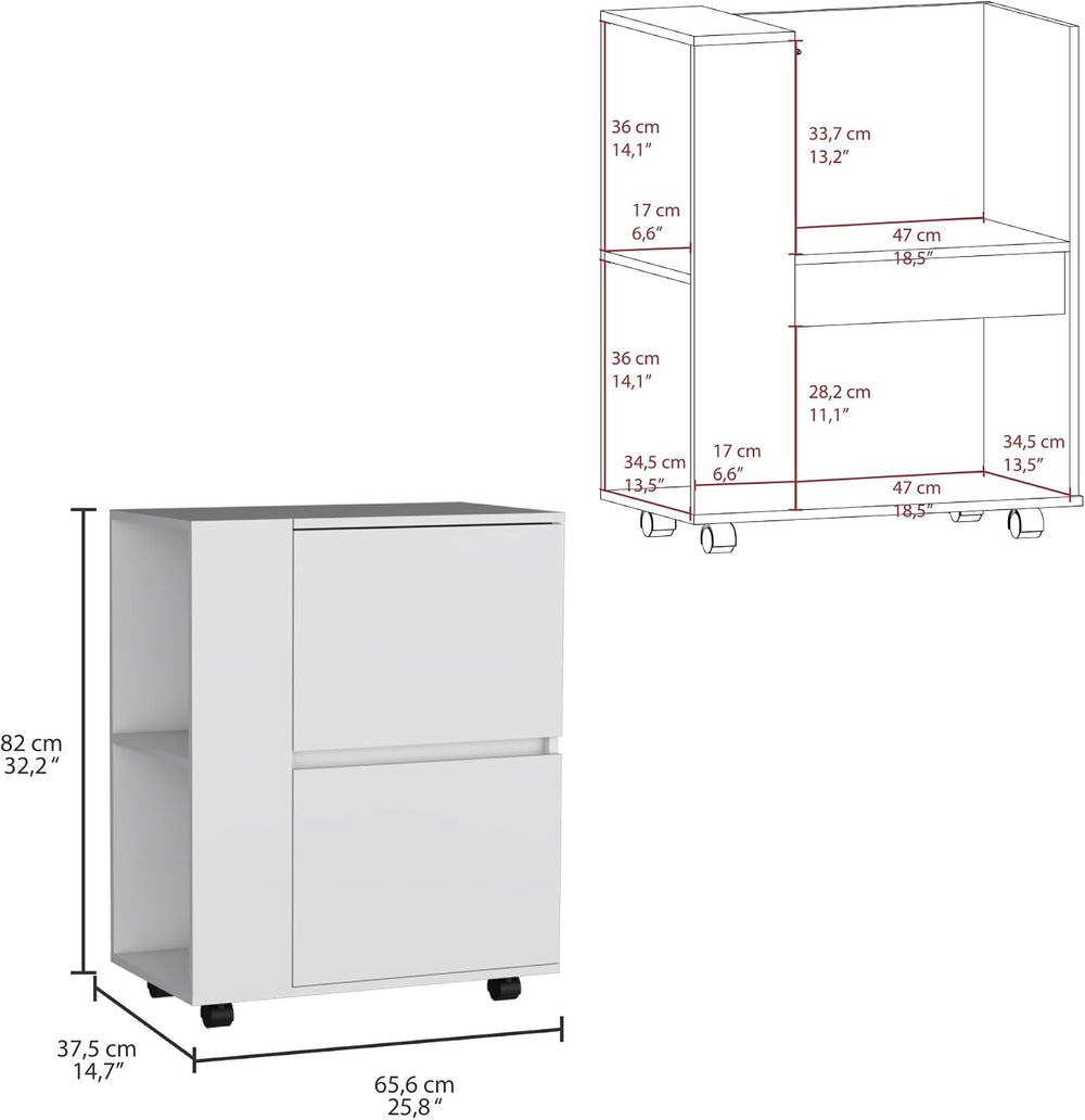 Pantry Cart Two Pull-Down Door Cabinets and Two Open Shelves, Storage Locker ...