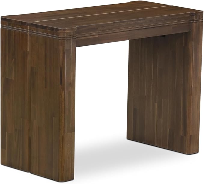 X07SI-BC8-04 - 10 Pieces Modern Dining Set contains an Extendable Rectangle Kitchen Table, 1 Coffee Table, 7 Dining Chairs and 1 Modern Bench, 39x120 Inch, Antique Walnut