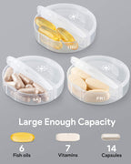 TookMag Pill Organizer 2 Times a Day, Travel Medicine Pill Organizer, Weekly AM PM Pill Box, Large Capacity 7 Day Pill Cases for Vitamin/Fish Oil/Supplements (White)