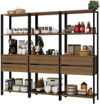 Madesa Kitchen Pantry Storage Rack with 6 Drawers and Open Shelves 82" L Multiuse Modular Cabinet for Kitchen Organization (Black/Brown)