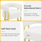 STHOUYN Modern White Boucle Dining Chairs Set of 4 with Gold Metal Legs, Mid Century Barrel Kitchen Chairs Set, Upholstered Accent Armchairs Dining Room Set, Living Room, Apartment (White, 4pcs)
