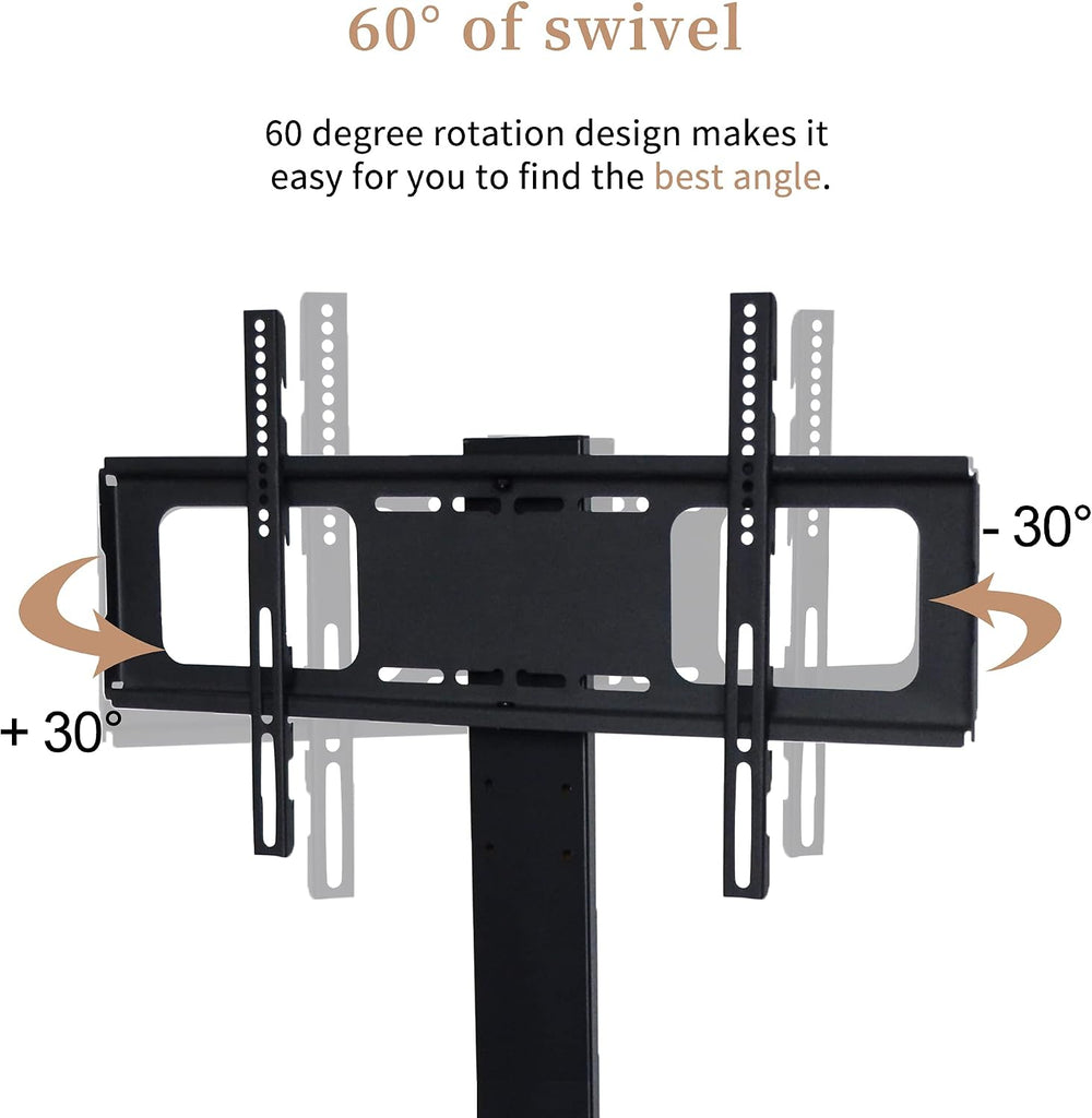 IANIYA TV Stand with Mount for up to 75", Rustic Swivel Floor Entertainm...