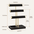 3 Tier Bracelet Holder Display - Detachable T Bar Black Velvet Bracelet Holder, Jewelry Holder Organizer for Bracelet, Necklace, Watches, Rings