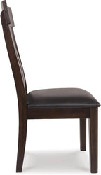 Signature Design by Ashley Haddigan Faux Leather Cushioned Rake Back Dining Chair, 2 Count, Dark Brown