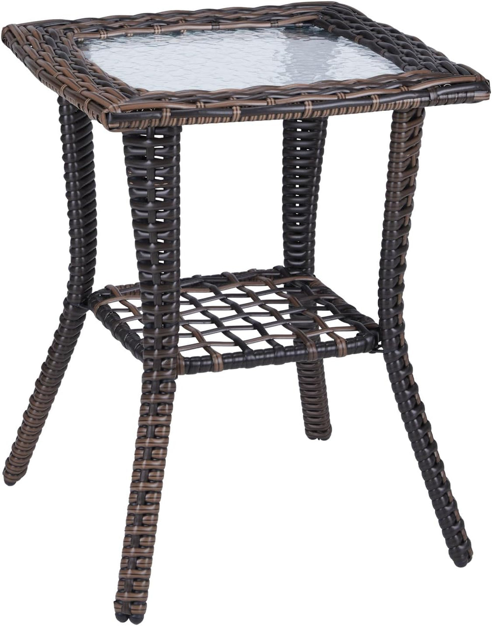Outdoor Rattan Side Table, Brown