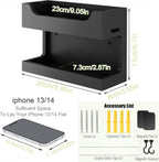 NiHome Wall Mounted Wooden Bedside Accessories Organizer, Double Tray Bedside Storage Shelf Rack with Magnetic Hooks, Bedroom Dorm RV Wall Caddy Holder for Phone Glasses Alarm Clock Remote (Black)