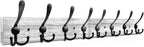 IBosins Wall Mounted Coat Rack, 31.4'' Long, Rustic Wood & Aluminum Coat Rack with 8 Black Tri-Hooks for Coat, Bag, Towel, Key, Hat, Umbrella