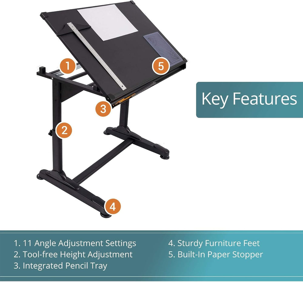 Stand Up Desk Store Adjustable Height and Angle Drafting Table Drawing Desk w...