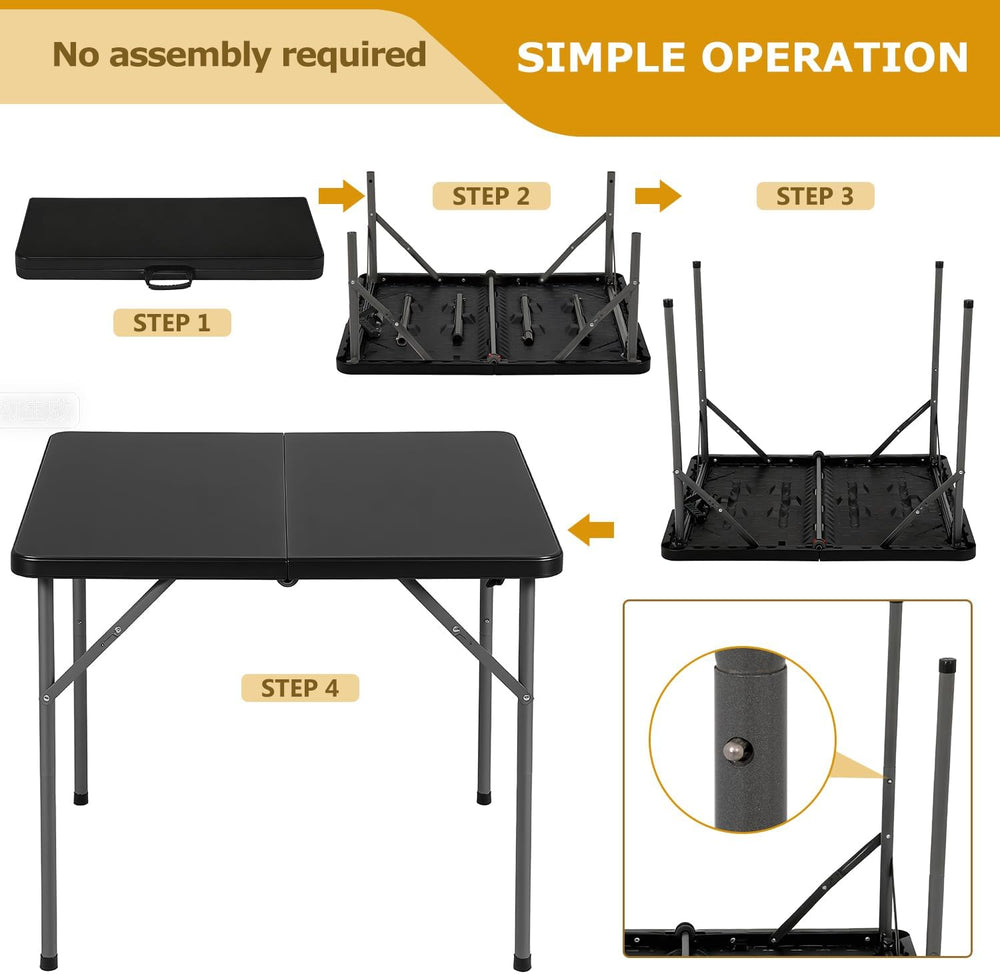 FDW 34" Folding Card Table Plastic Table Portable Square Height Dining T...