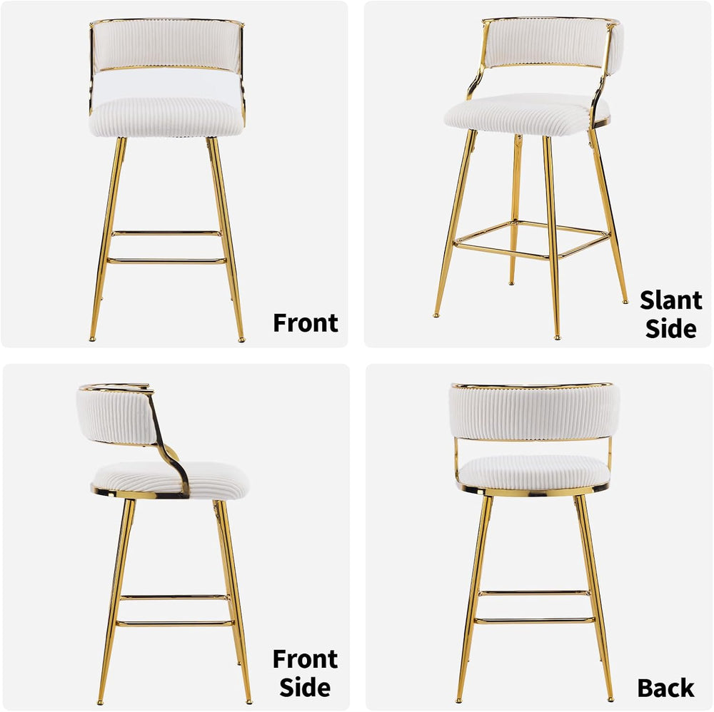 VINGLI Velvet Counter Height Bar Stools Set of 2, 26" H Counter Bar Stoo...