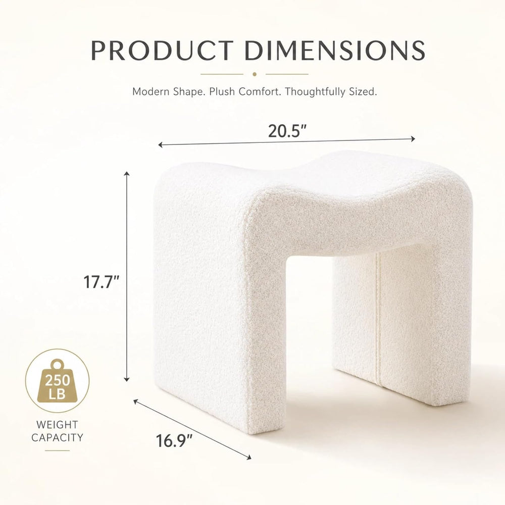 Wimarsbon Vanity Stool Chair, Modern Teddy Velvet Ottoman Footrest, Sofa Benc...