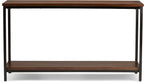 SIMPLIHOME Skyler Console Table - 54 Inch Wide Solid Mango Wood and Metal Sofa Table in Dark Cognac Brown, Industrial Entryway Table for Living Room with Open Bottom Shelf and Black Steel Frame