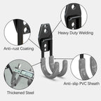 3-H Garage Wall Hooks 10 Pack, Garage Hooks Heavy Duty with Extra Welding Spots, Wall Storage Organizer for Hanging for Garden, Lawn, Yard (Grey)