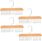 4PCS Belt Hanger for Closet with 8 Hooks Non-Slip Wooden Belt Hook Space-Saving for Ties, Scarves, Bras