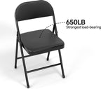 10 Pack Leather Padded Folding Chair, Metal Frame with Pu Leather Seat & Back, 650 LB Capacity Pu Leather Folding Chair with Comfortable Cushion for Events Home Office Black