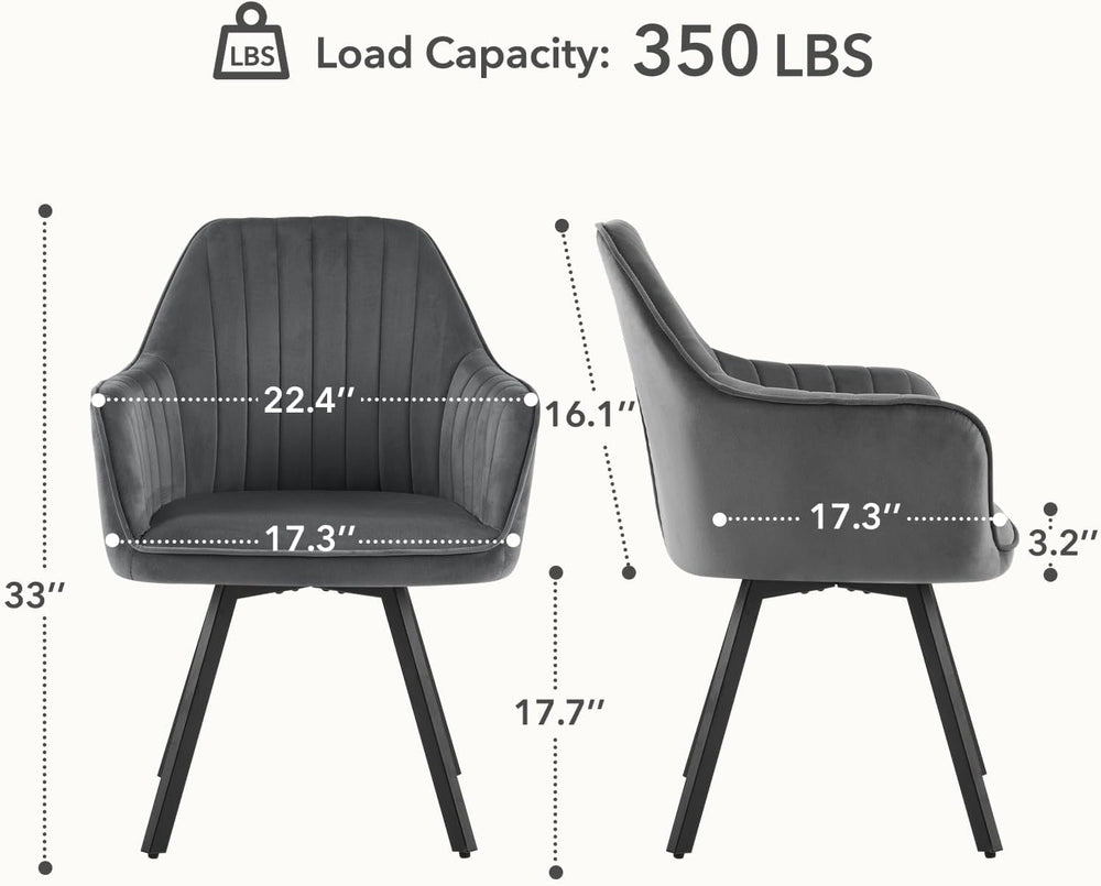 Furniliving 360° Swivel Dining Chairs Set of 2, Mid Century Modern Upholstere...