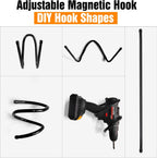Strong Magnetic Hooks，Heavy Duty Storage Straps Tool Organizer for Extension Cords, Hoses, Cables, Ropes, Drills,Wall Mount for RV and Garage (2 PCS 50 Pounds) (Black-2PCS)