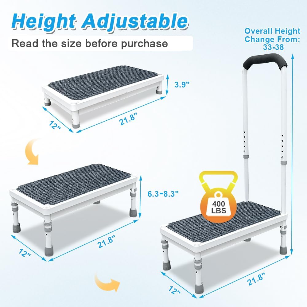 Medical Step Stool with Handle for Elderly Seniors SUV Car Steps 400lb Steppi...