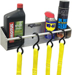 Pit Posse 465 Tie Down Hanger Holder Aluminum Wall Mount Rack Shelf for Race Trailer Garage Shop Storage Organizer- Made in USA-Holds Tie Downs, Ratchet Straps, Bungee Cords, Aerosol Cans, Oils
