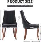 Linen Dining Chairs Set of 4，Fabric Channel Tufted Kitchen Chairs, Upholstered Accent Chairs with Curved Solid Wood Legs, Comfortable Dining Chair for Dining Room, (Black, 4pc)