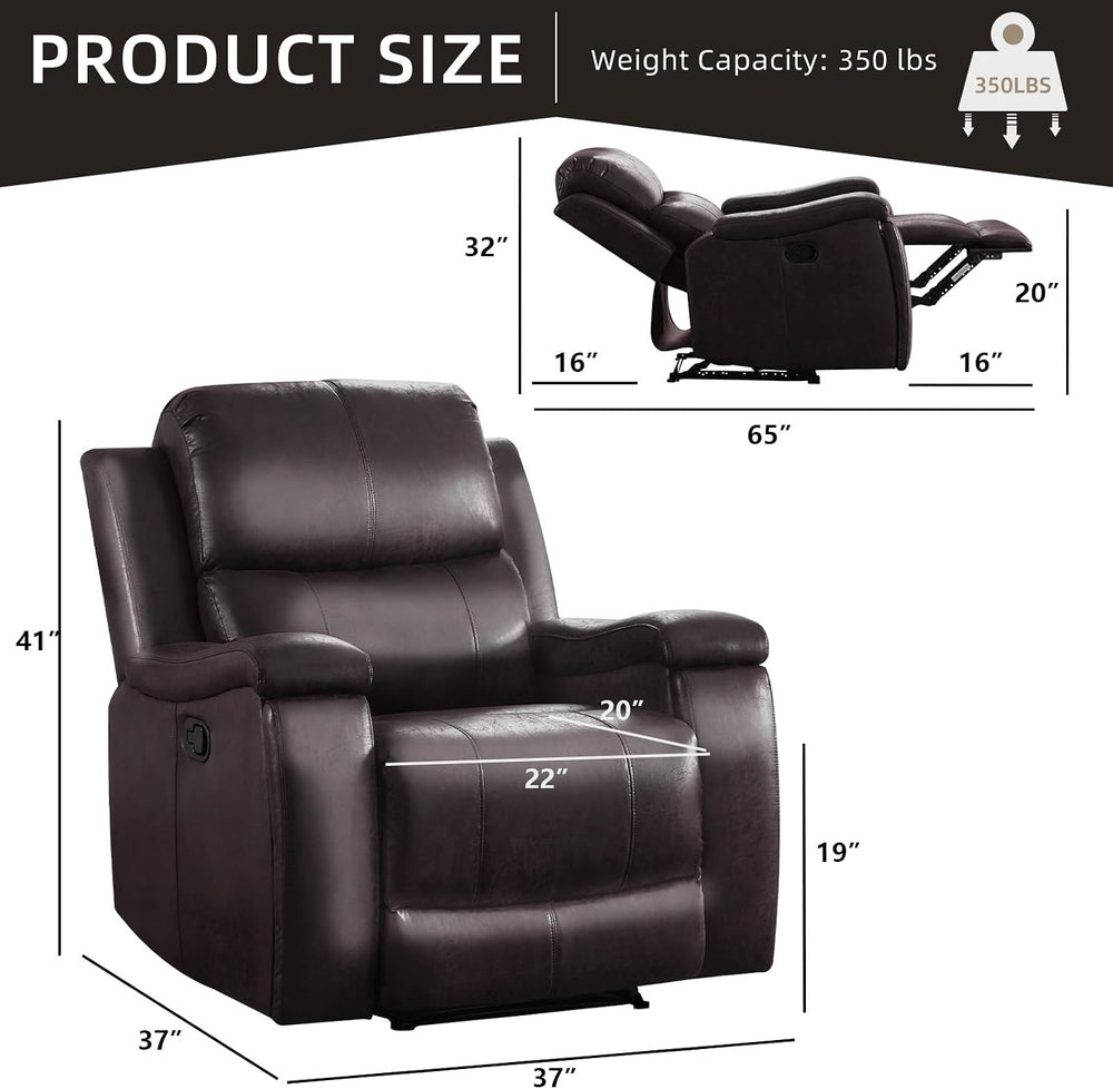 IOMOR Leather Recliner Chair, Manual Recliner Chair for Adults with Overstuff...