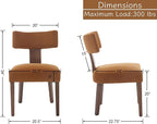Mid Century Modern Dining Chairs Set of 4, Upholstered Wooden Dining Room Chairs, Farmhouse Kitchen Chairs, Accent Armless Side Chairs with Curved Back for Living Room, Brown Velvet, 4PCS