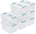 14 Qt Stackable Plastic Storage Bins with White Lids, Clear Latching Storage Organizer Box, 8 Packs