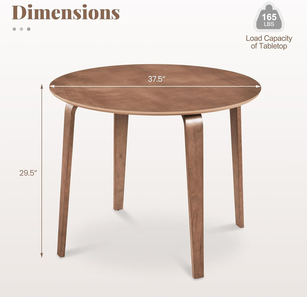 Giantex 37.5" Round Dining Table for 4, Wooden Kitchen Table with Solid ...