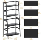 HITNET Ladder Shelf Black, 4-Tier Bookshelf, Freestanding Bathroom Storage Rack with Bamboo Frame, Plant Display Stand for Living Room, Kitchen, Home Office