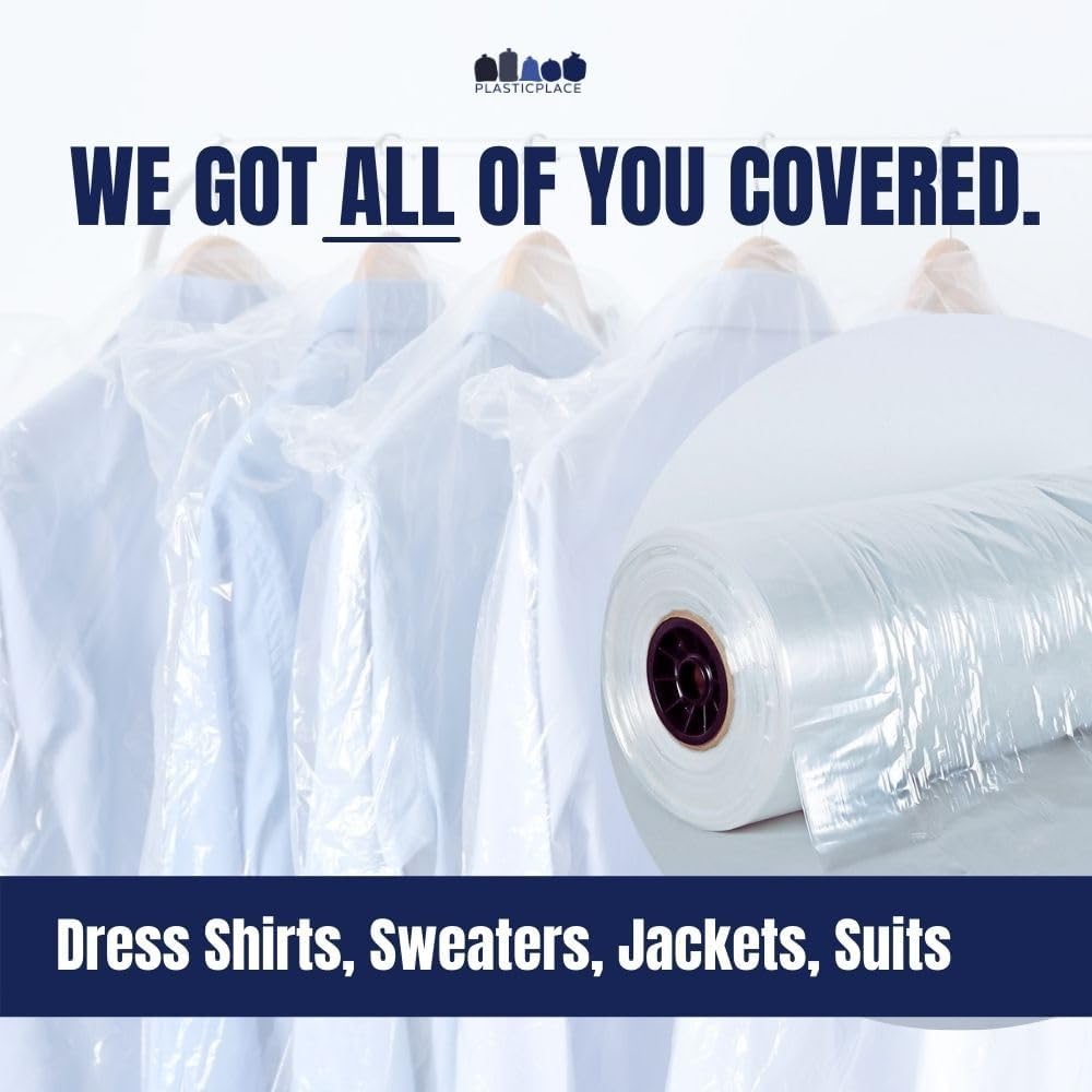 Plasticplace Clear Garment Bags, Protect Clothes from Dust, Dirt, Wrinkles, & Damage, Perfect for Dresses, Dry Cleaning, Storage, & Travel - Zippered, Made in USA 240 Count, 72" X 21" X 7"