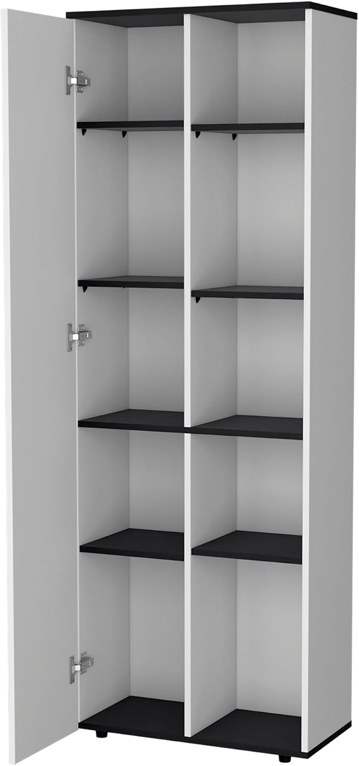 Molly White and Black 1-Door Multistorage Kitchen Pantry