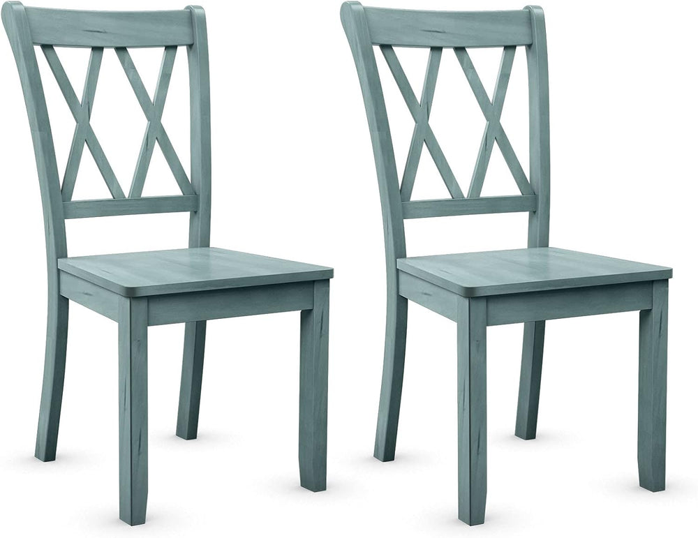 GIANTEX Set of 2 Dining Chairs, Rubber Wood Dining Room Chair, Farmhouse Dini...