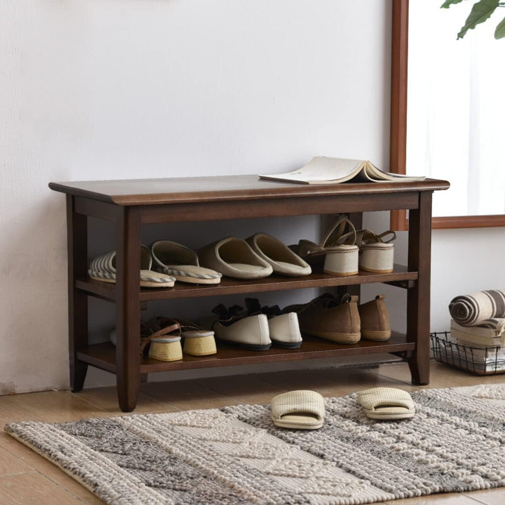 XKZG Shoe Rack Bench Wooden Shoe Storage Bench Rustic Solid Wood Entryway Ben...